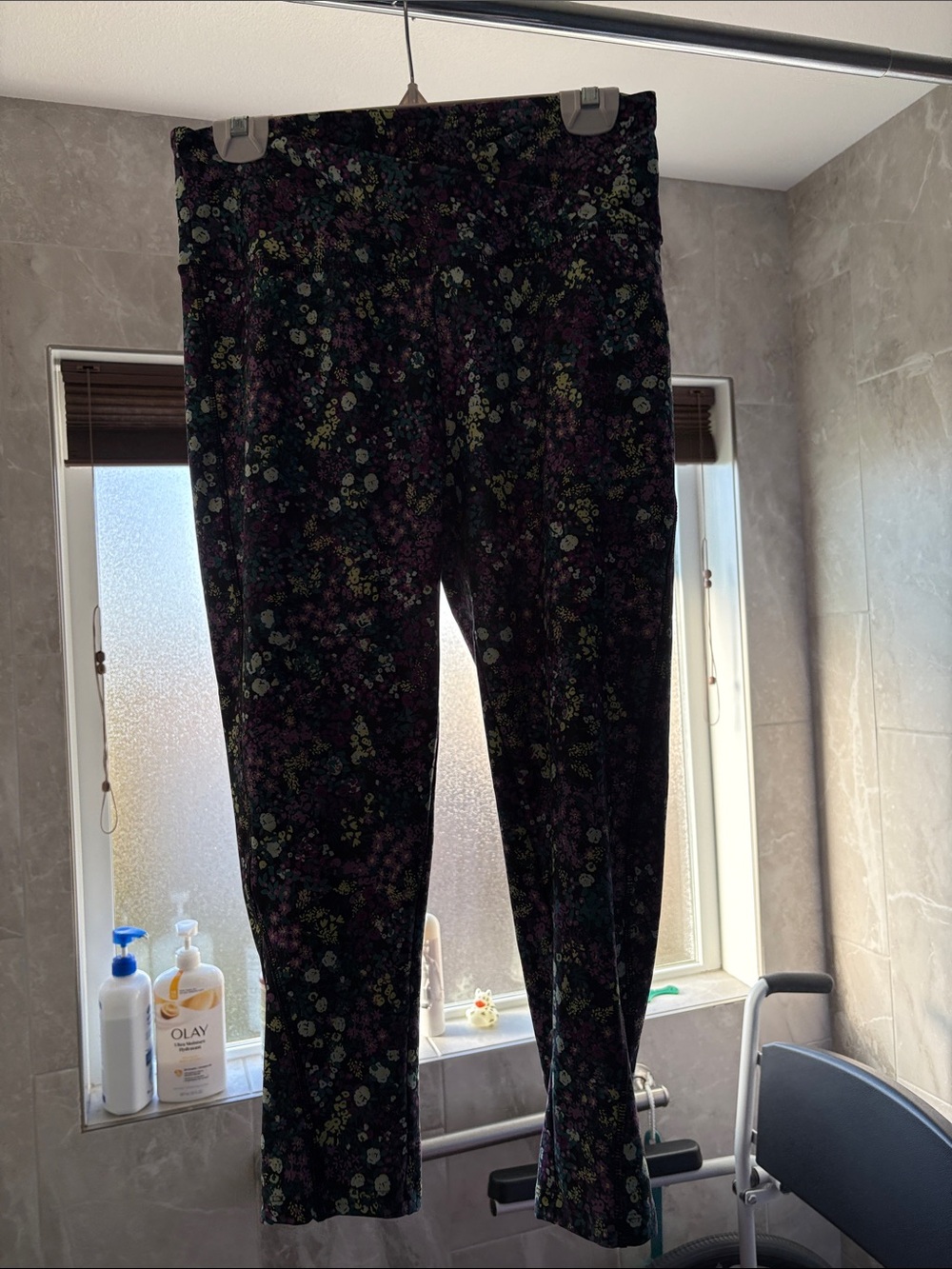 Floral Leggings in Black with Green & Purple